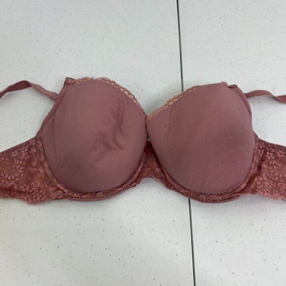 Victorias Secret 34D Dream Angels Lined Demi Pink‎ Lace Underwire Padded Wire